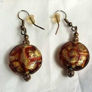 Glass bead earrings pierced ears